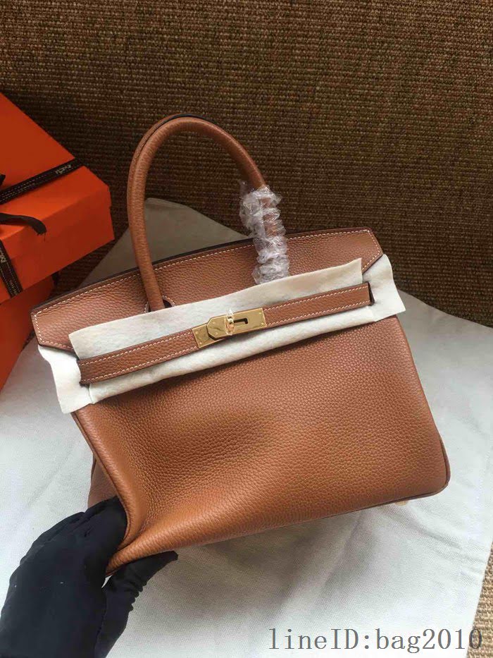 愛馬仕HERMES Birkin 鉑金包 土黃色 進口小牛皮 金銀扣 皮質細膩柔軟 時尚女手提包  tdher1141